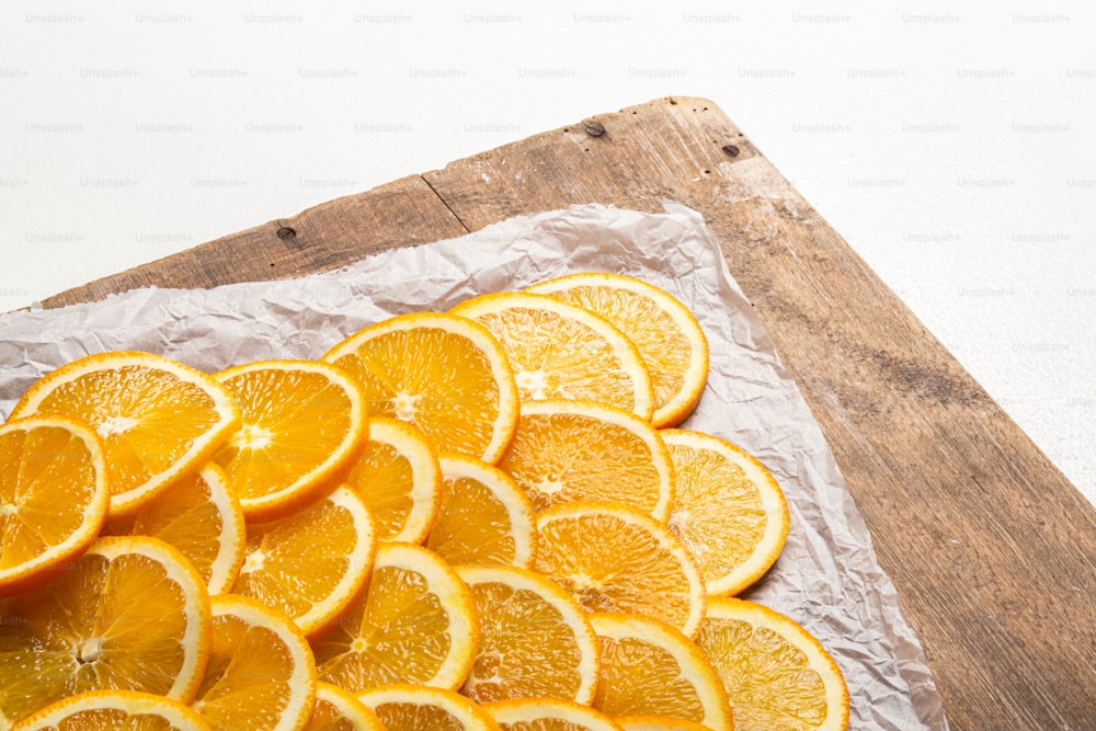 a sliced orange on a cutting board