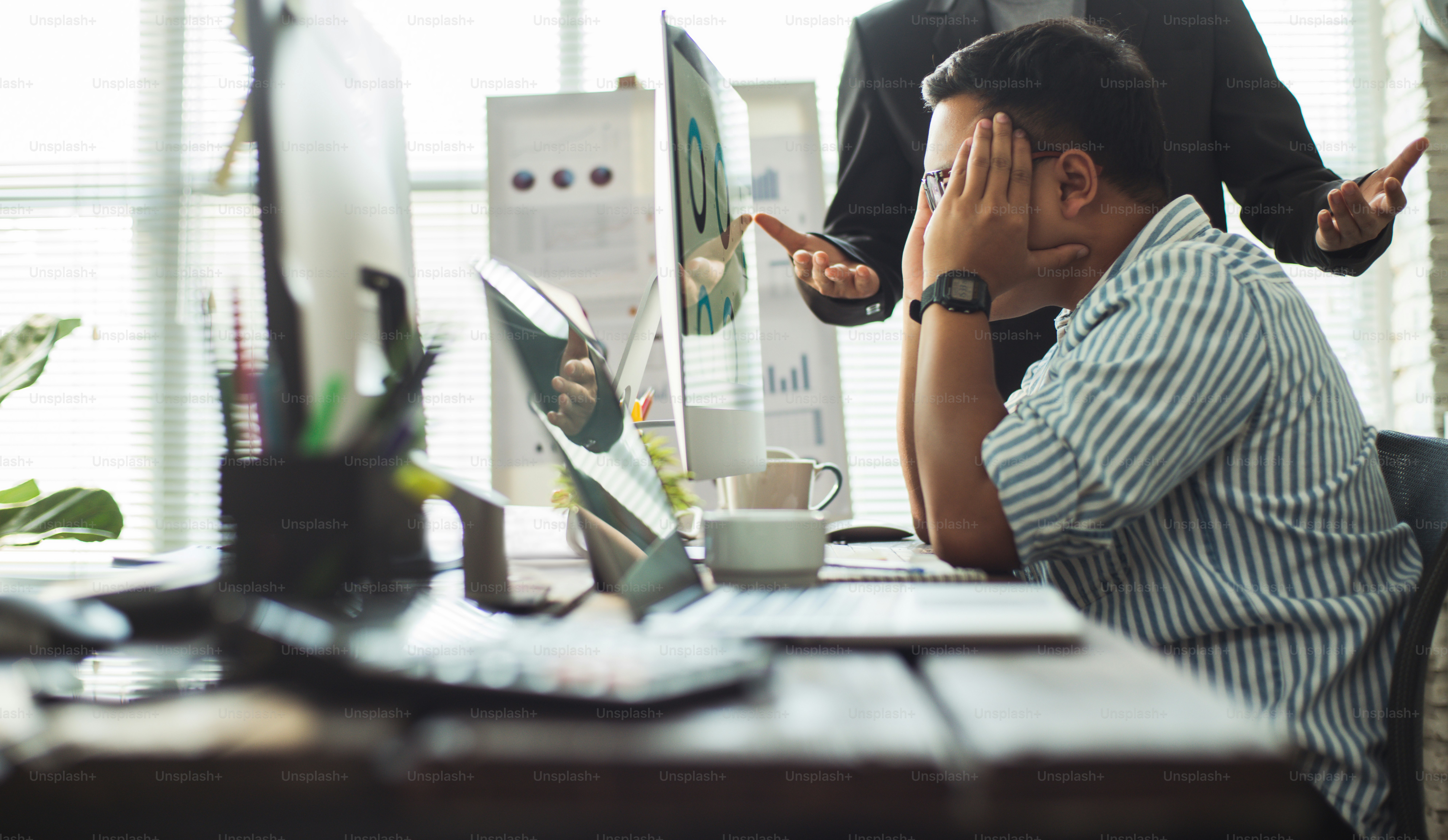 Stressed employees After he worked Not targeted And he was the boss blame