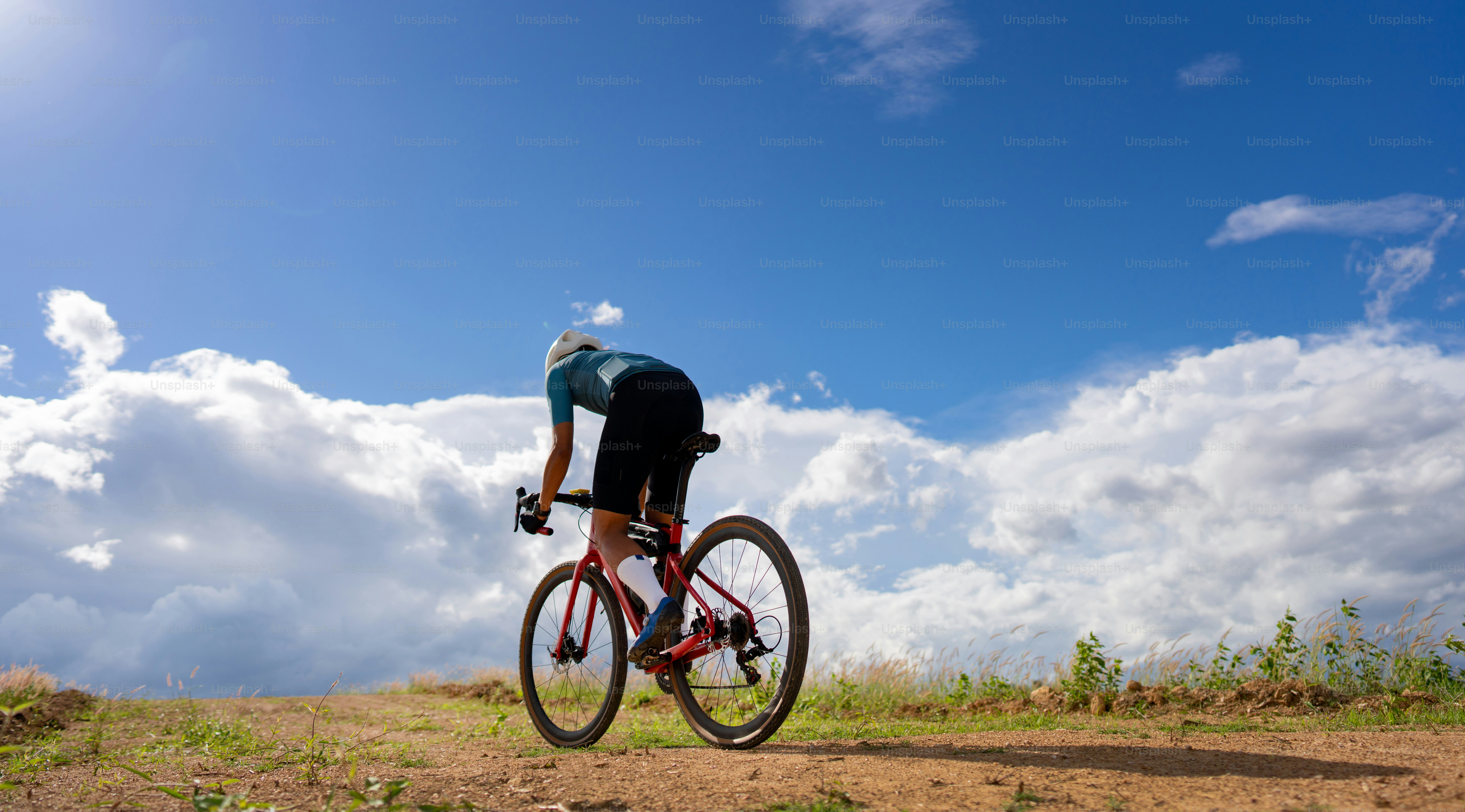 Cyclists practicing on gravel roads