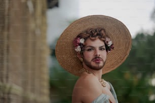 a woman wearing a sombrero