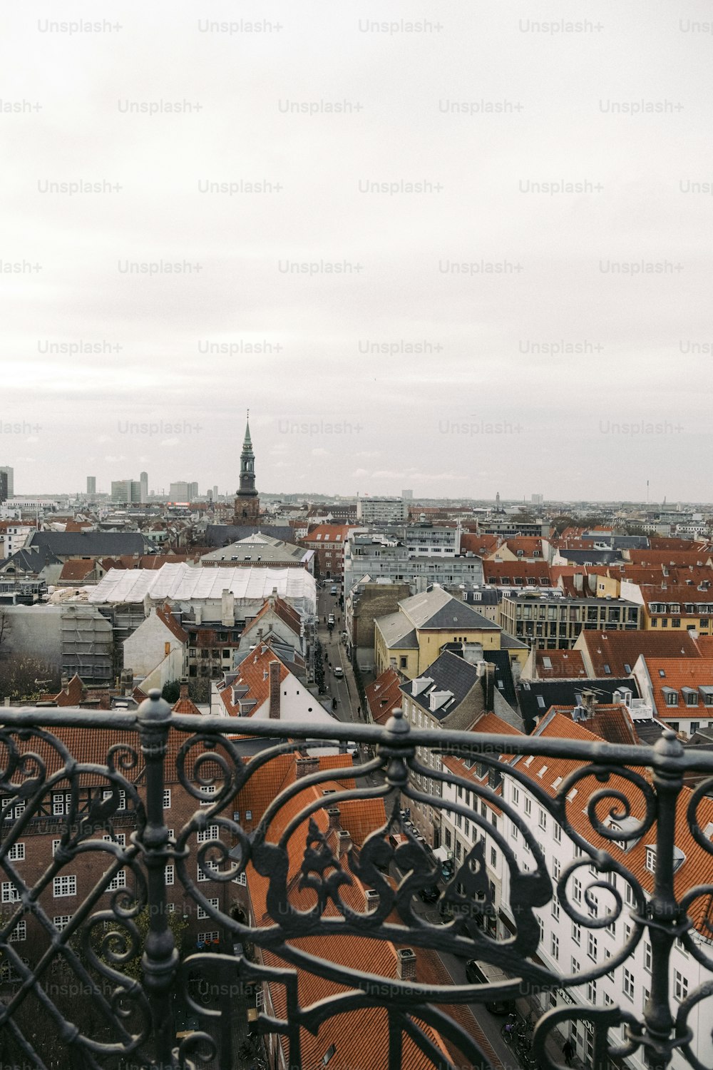 a view of a city from a balcony