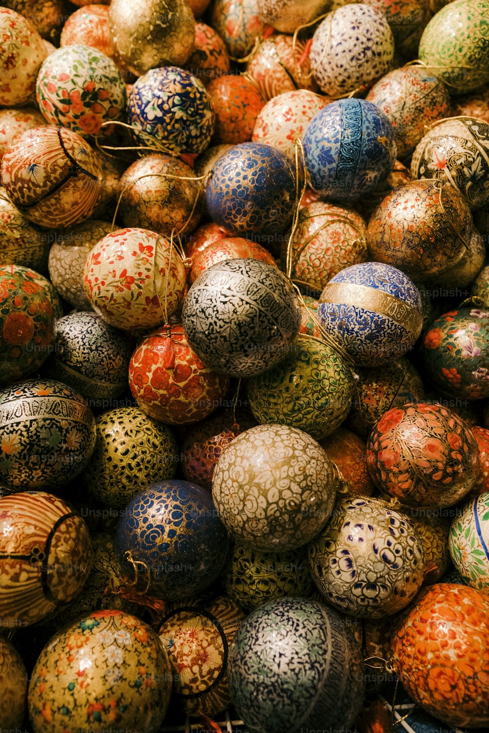 a pile of colorful eggs