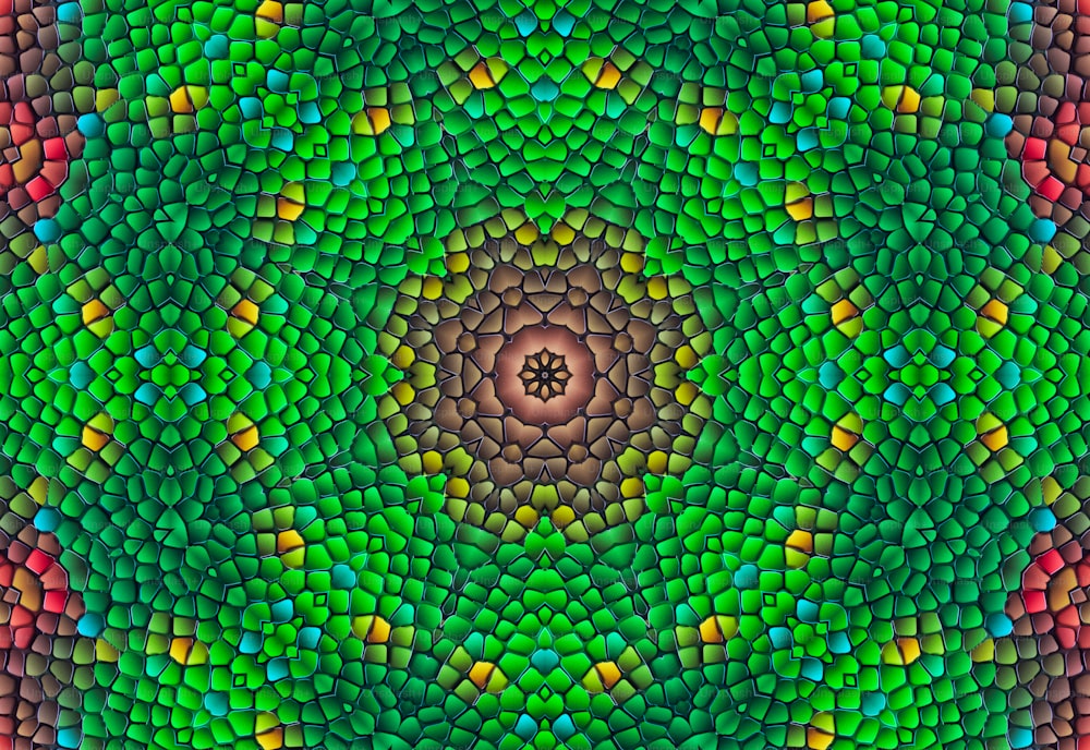 um close up de um círculo verde e amarelo
