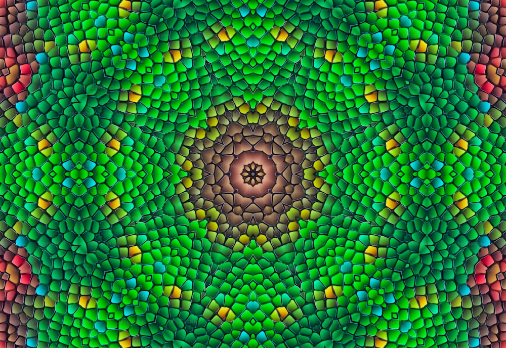 Un primer plano de un círculo verde y amarillo