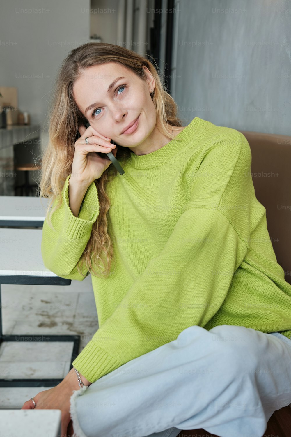 a woman sitting on a chair