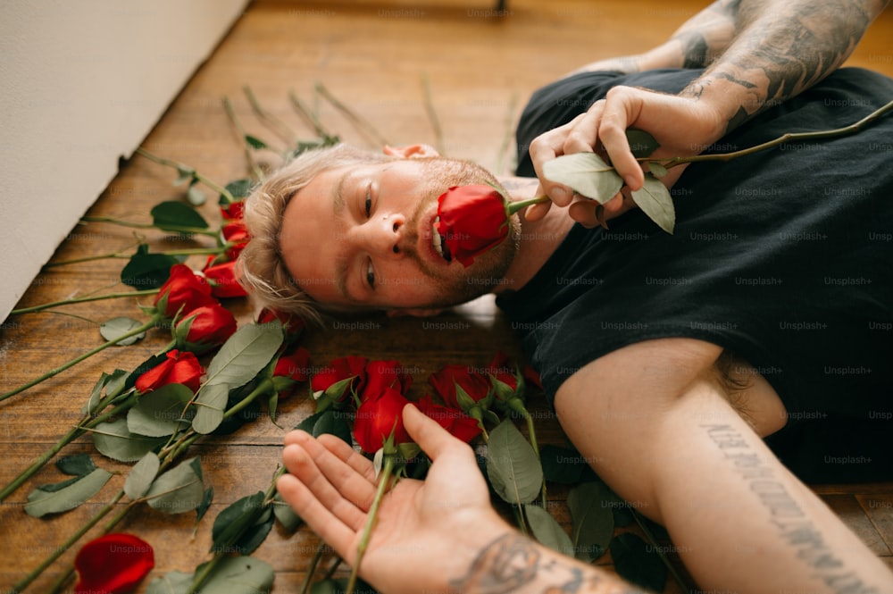 a person holding a rose