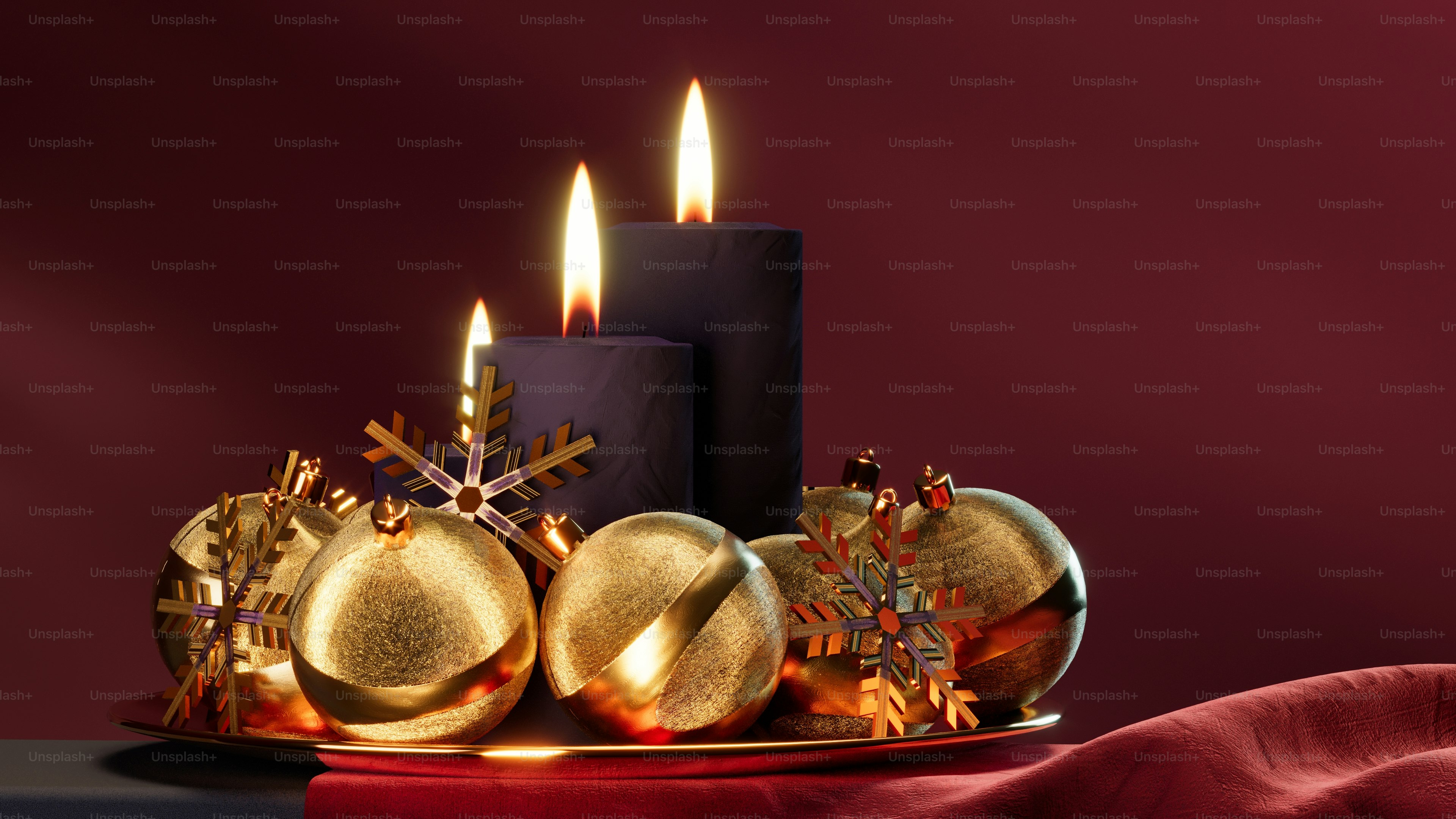 a group of lit candles