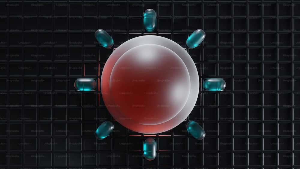 Un globo rojo con puntos azules