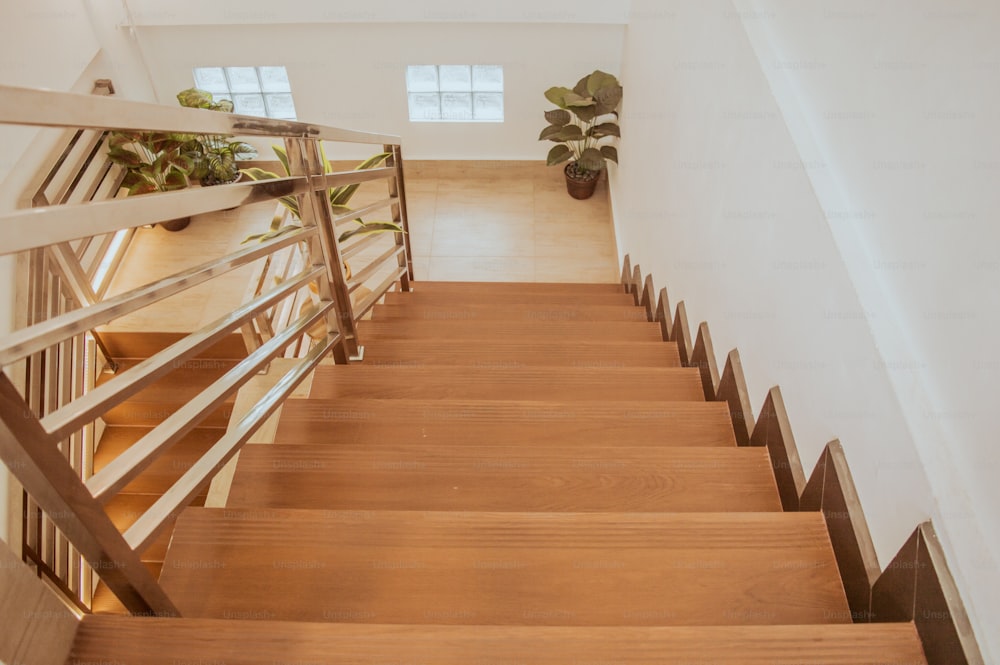 a wooden staircase in a house