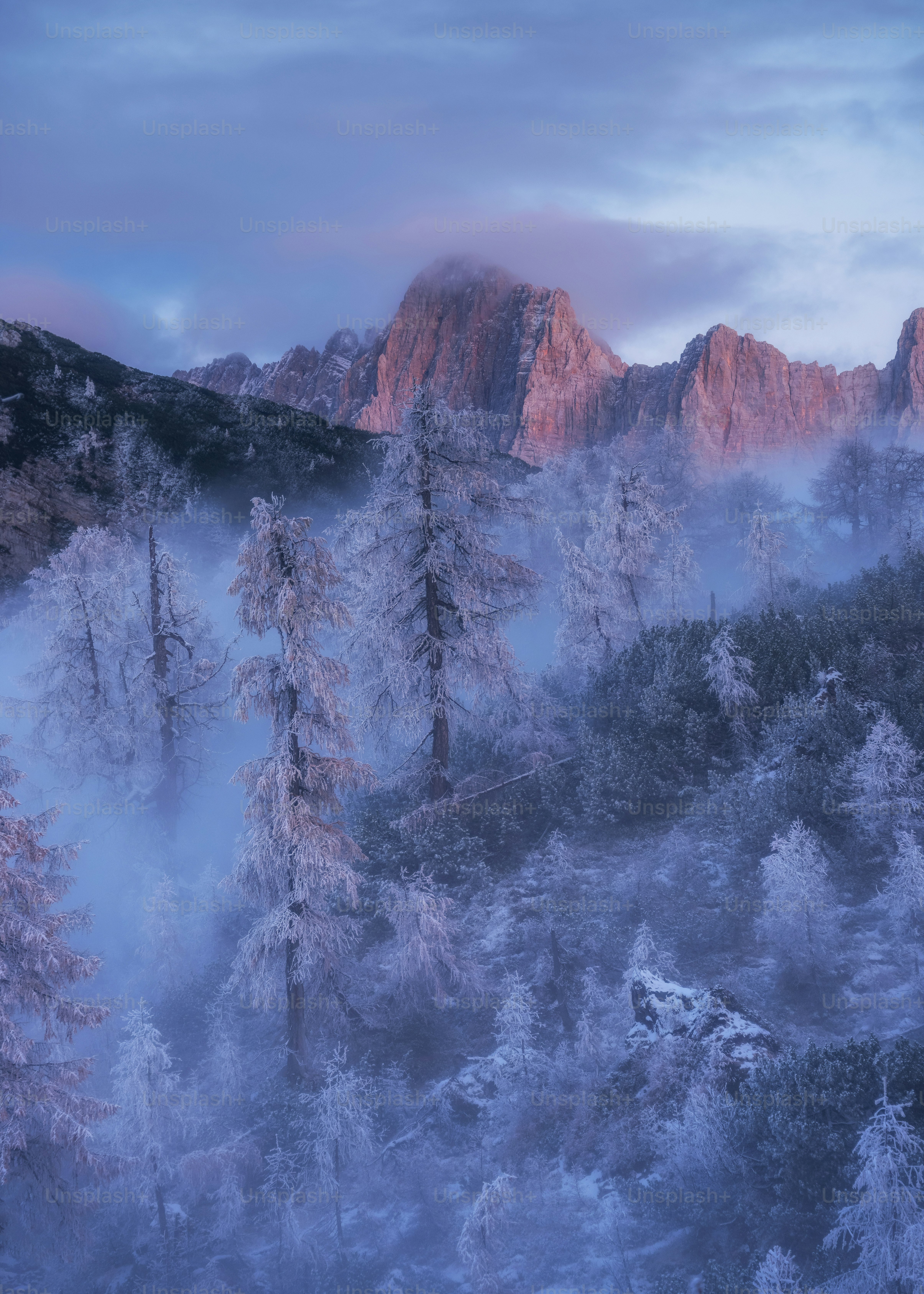 Ein verschneites Gebirge