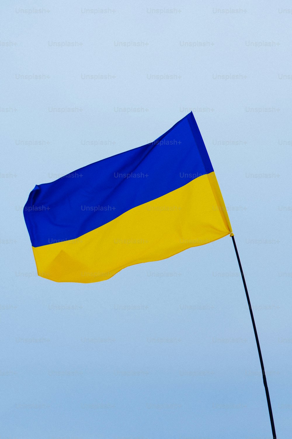 Una bandera azul y amarilla