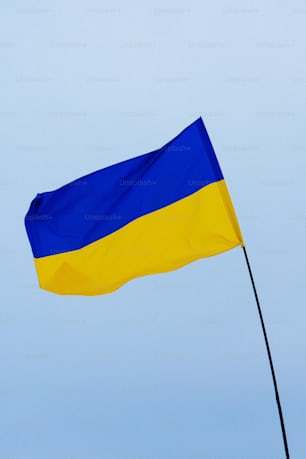 una bandiera blu e gialla