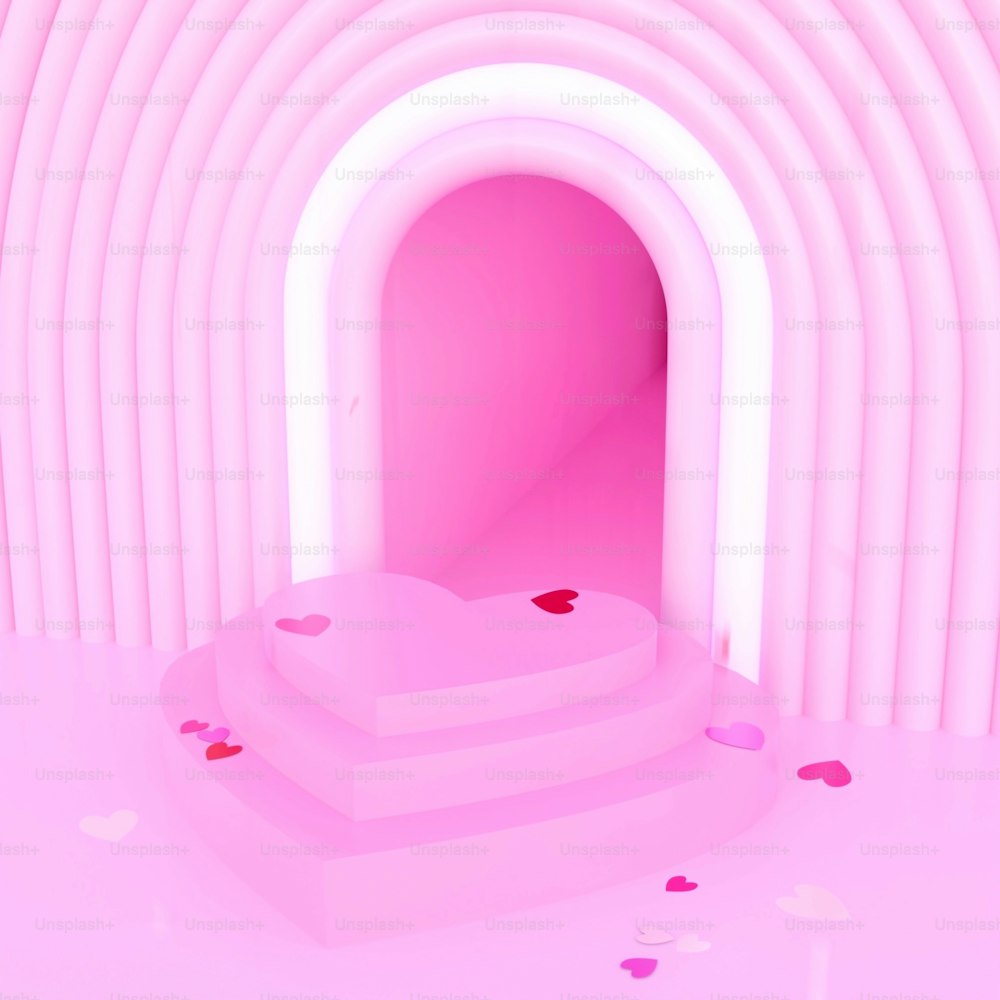 a pink and white bathroom
