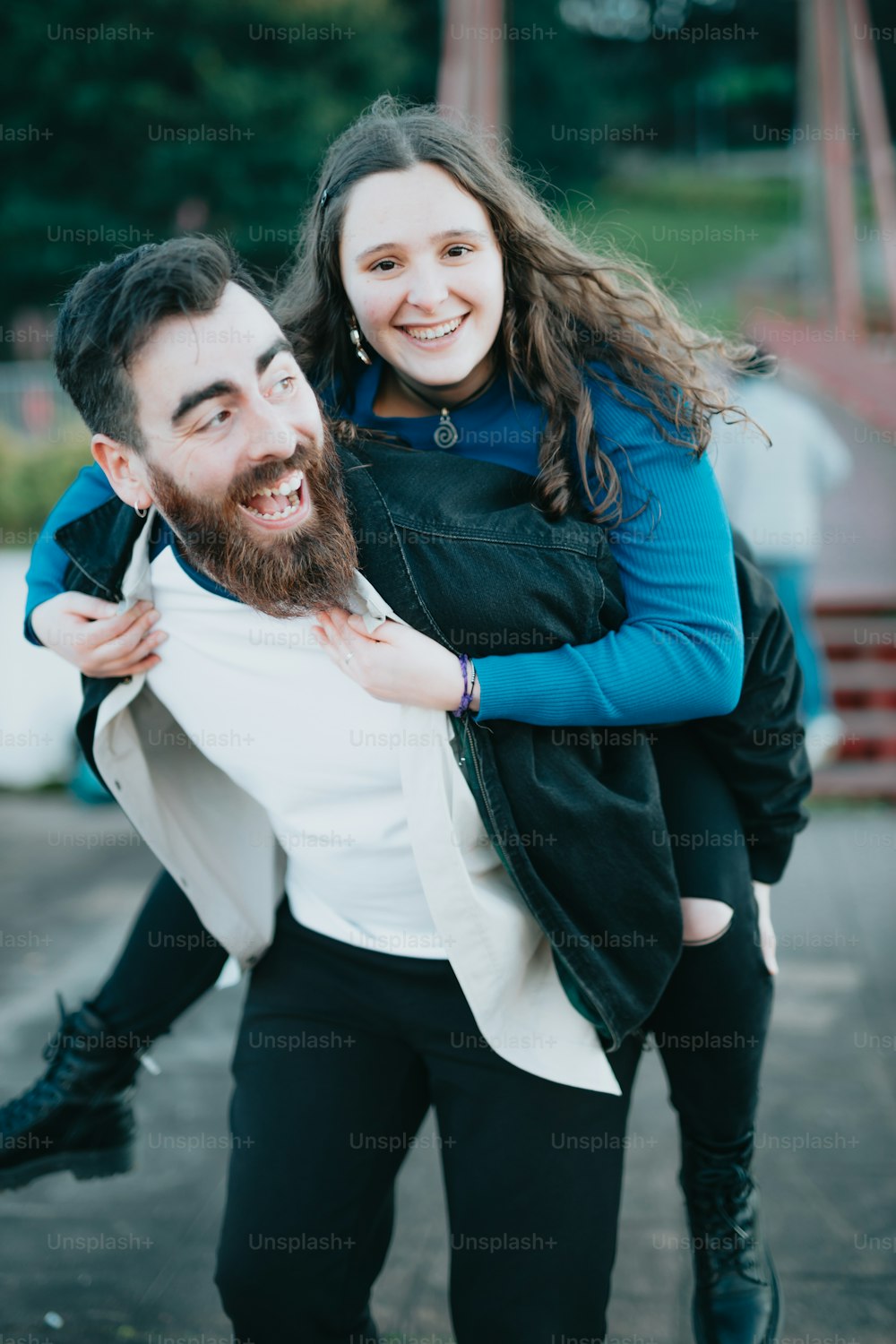 a man and woman hugging