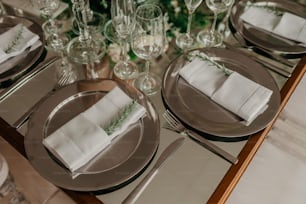 a set of plates and silverware