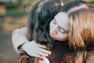 a woman kissing a man