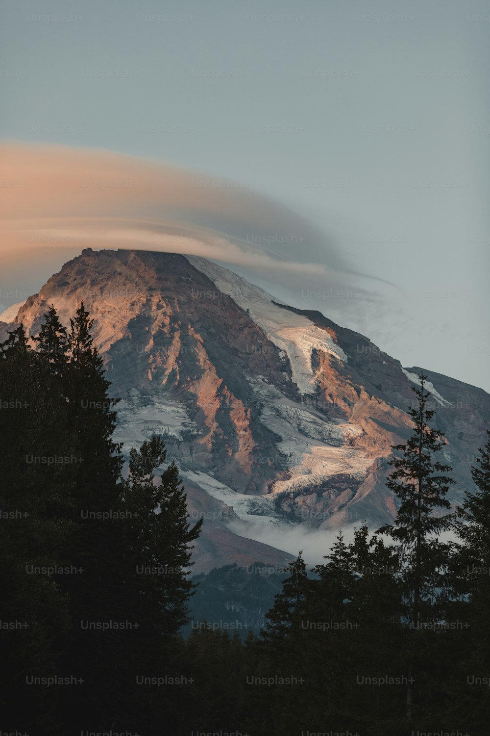 a mountain with snow