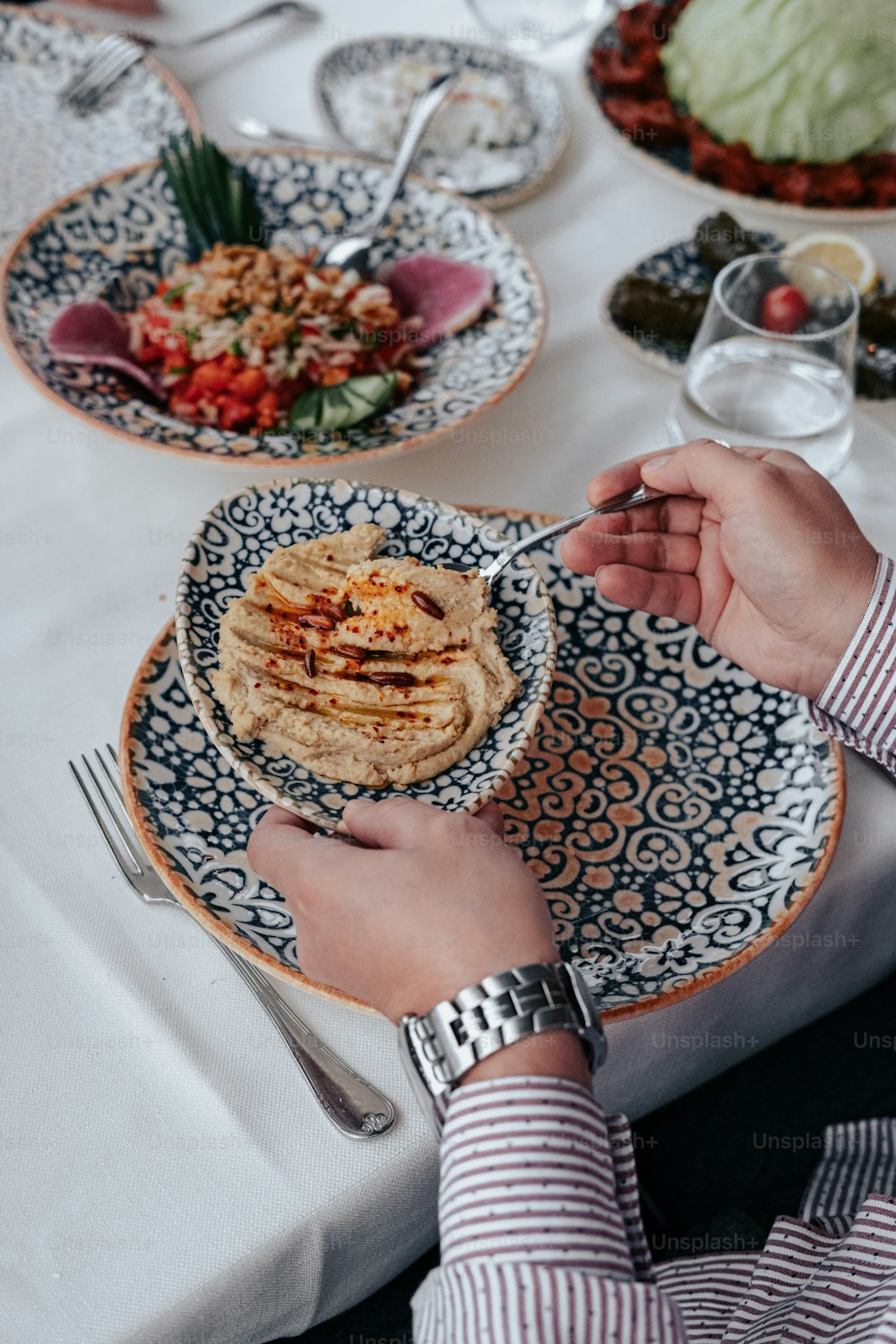 a person eating food