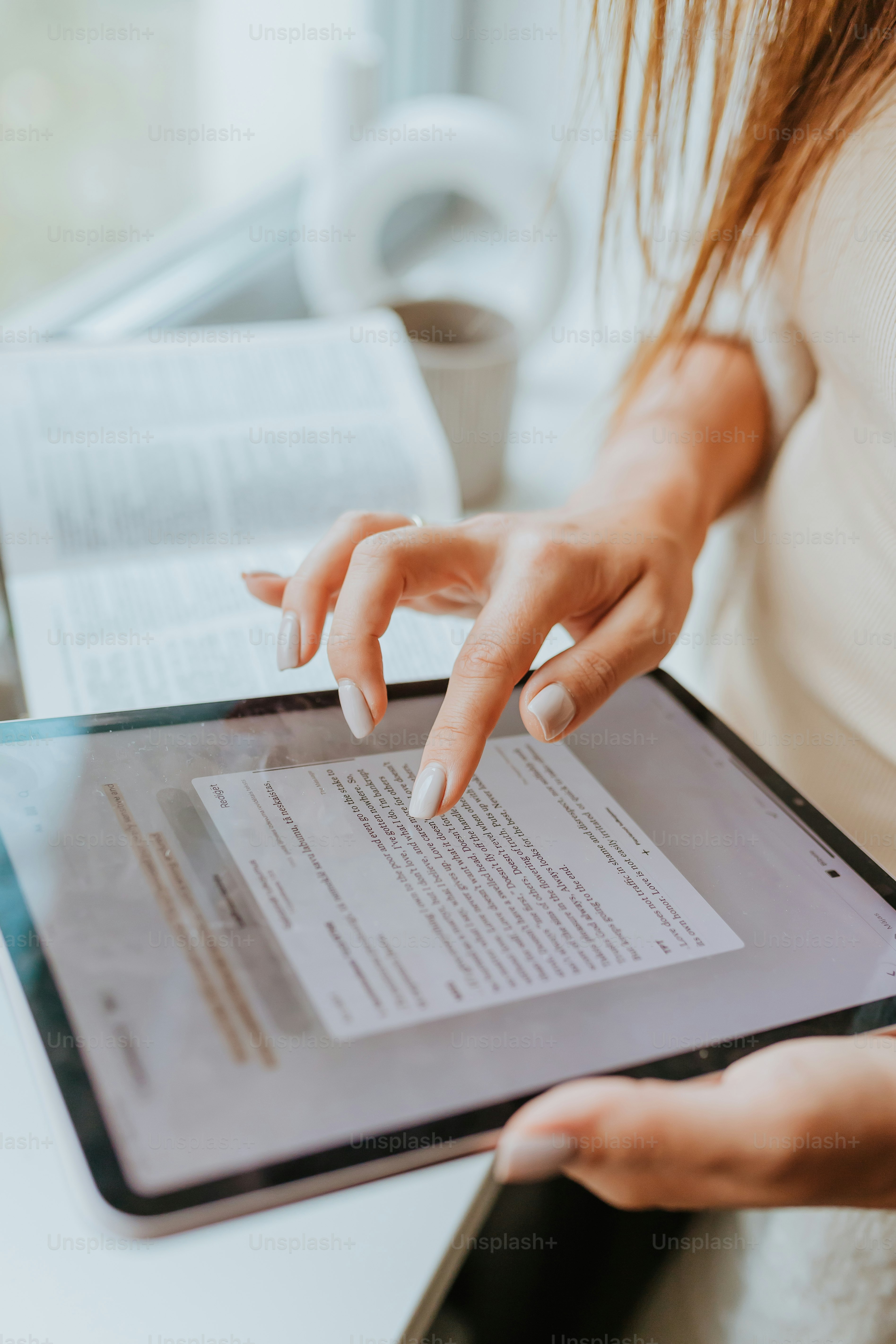 a woman reading a book