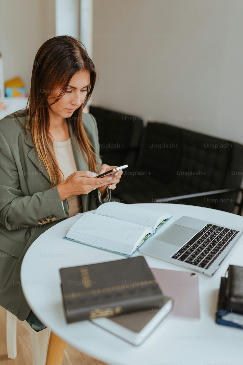 a woman looking at a tablet