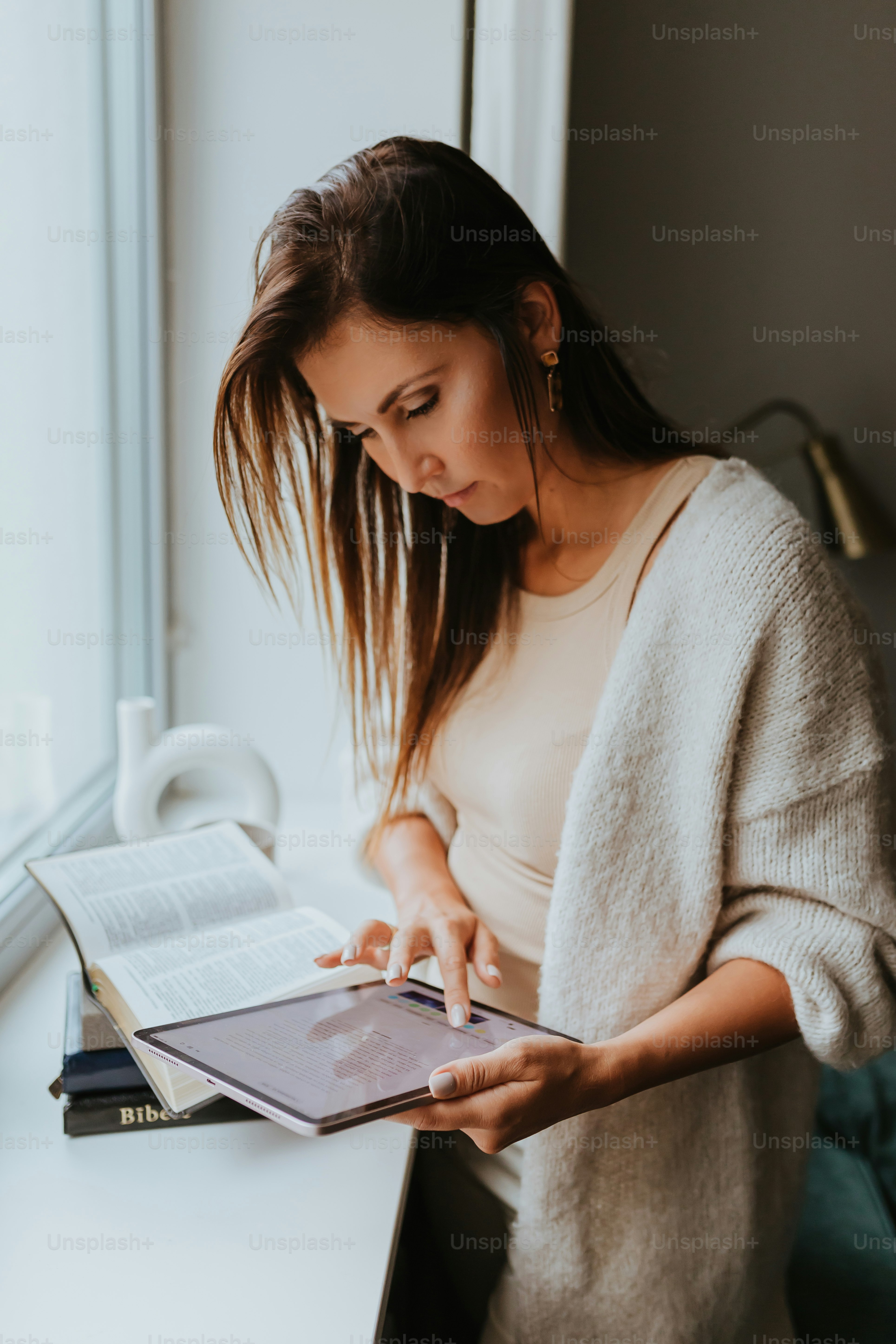 a person looking at a book