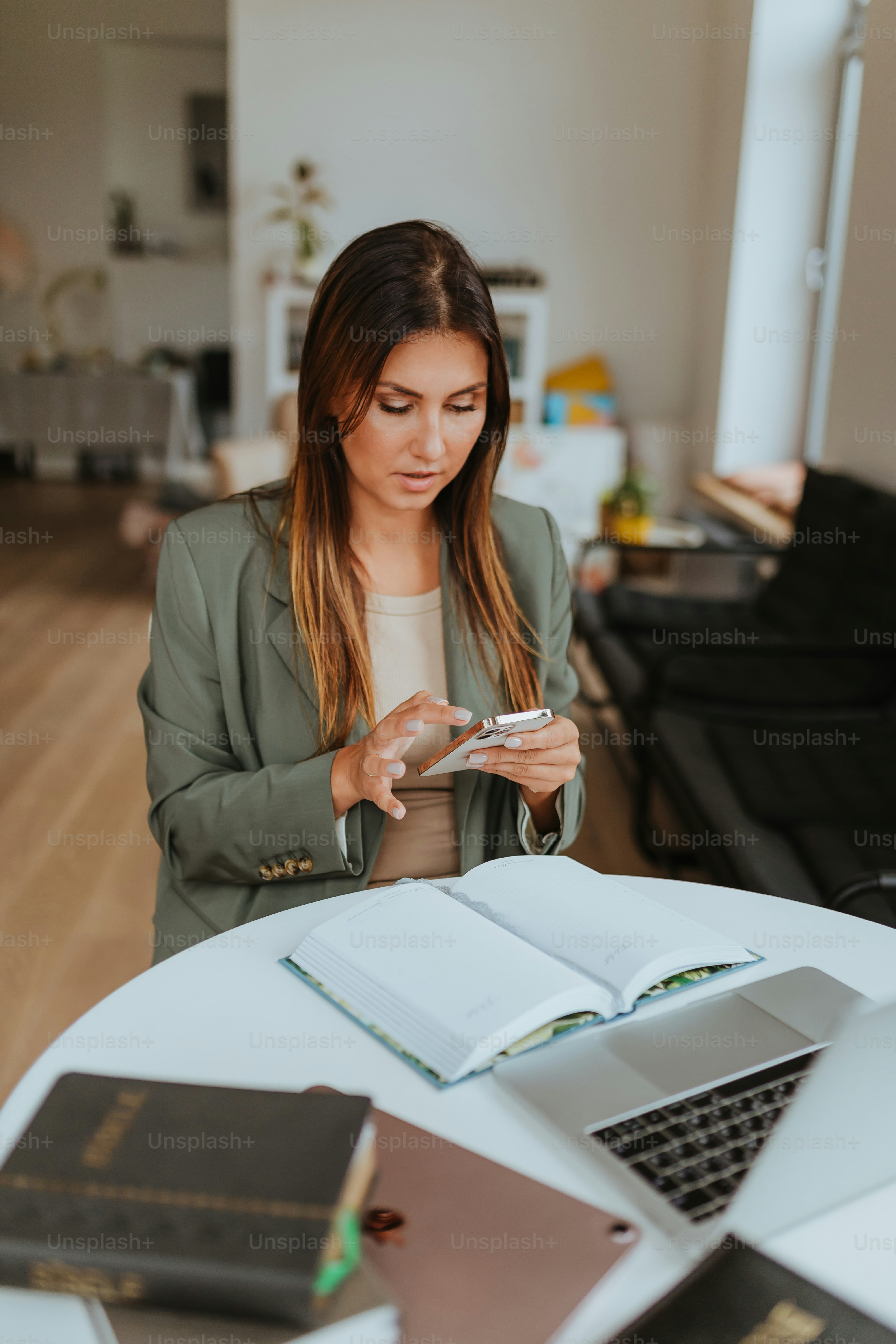 a woman looking at her phone