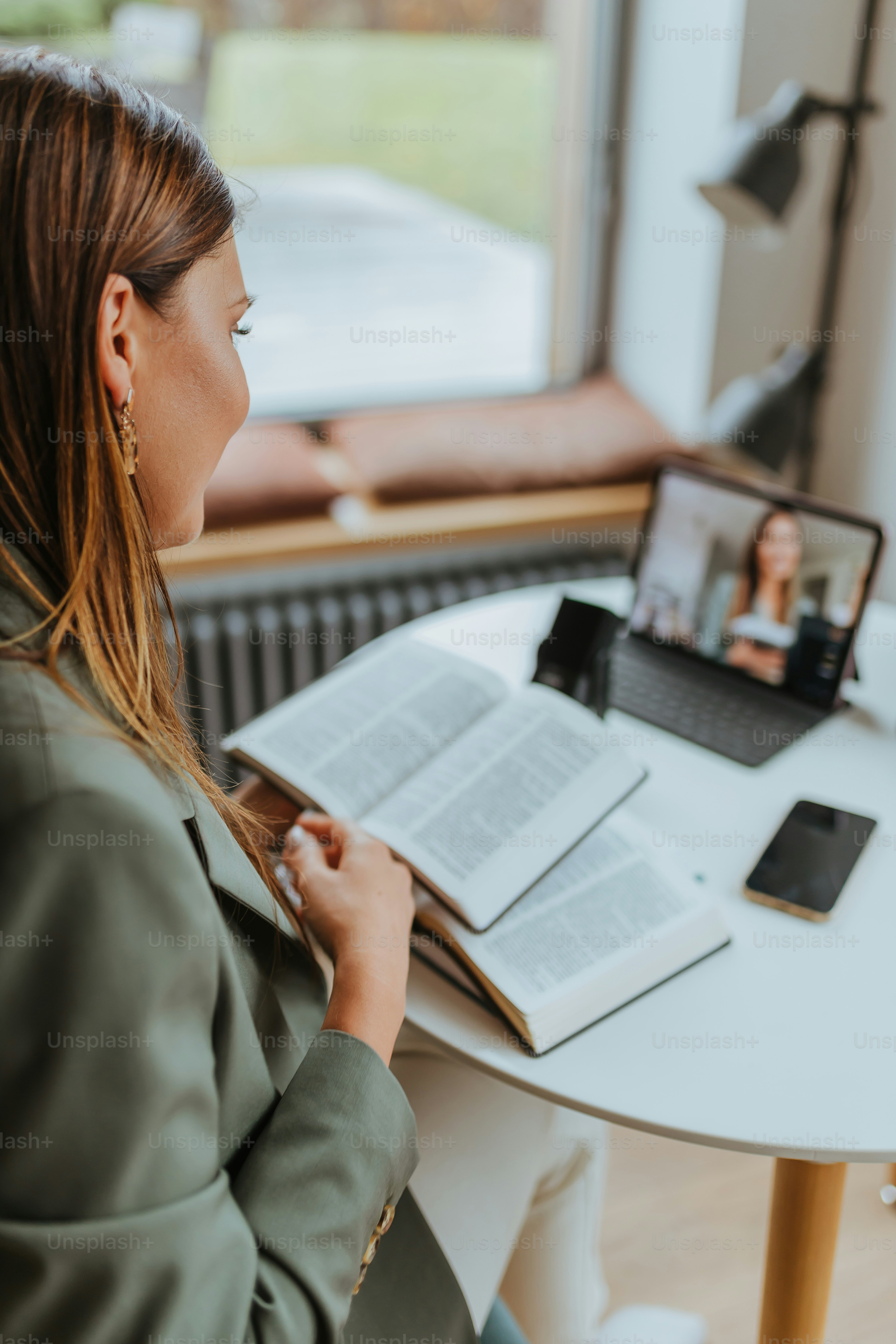 a woman reading a book