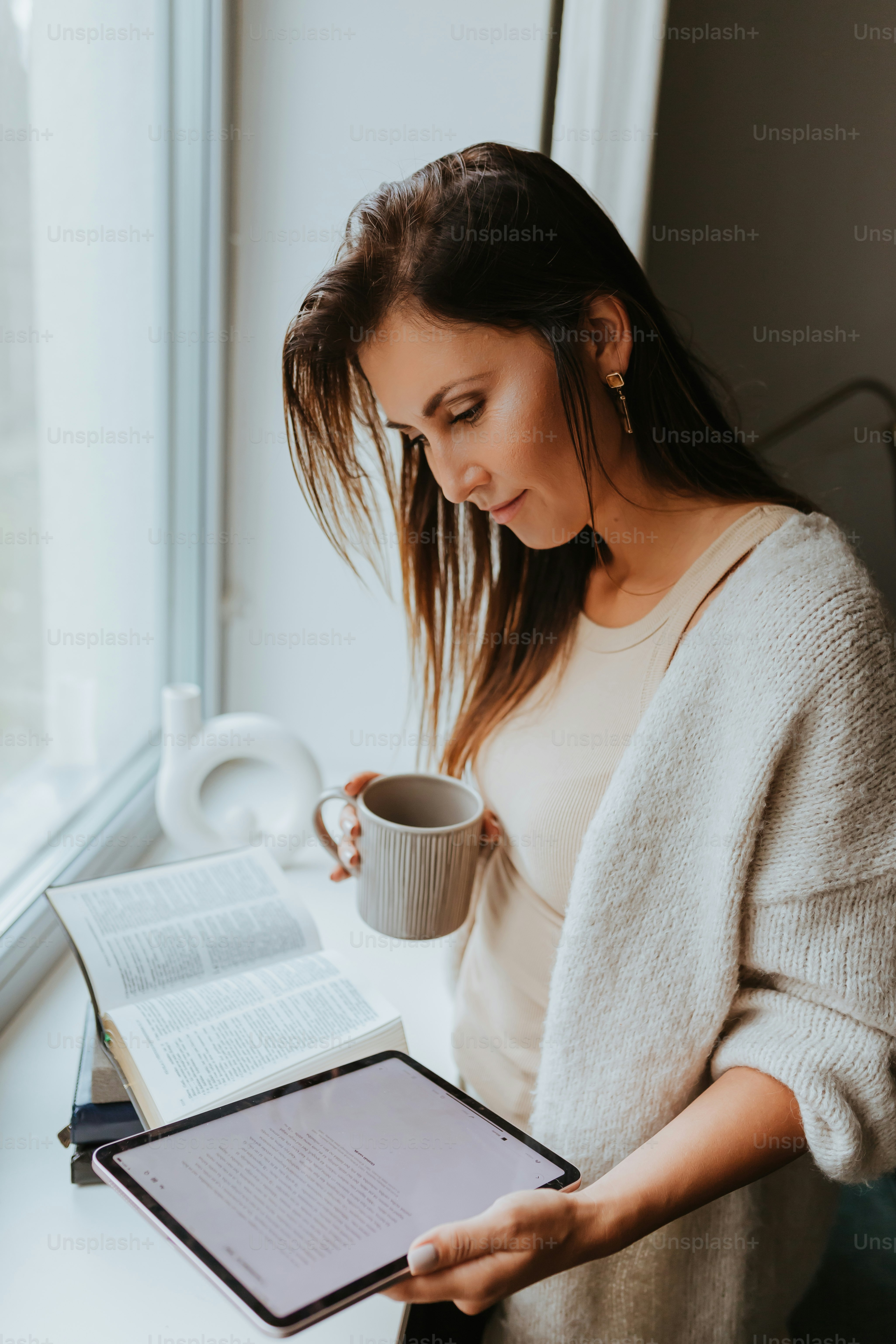 a woman reading a book
