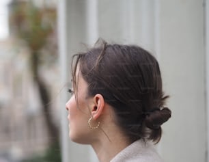 a woman with a ponytail