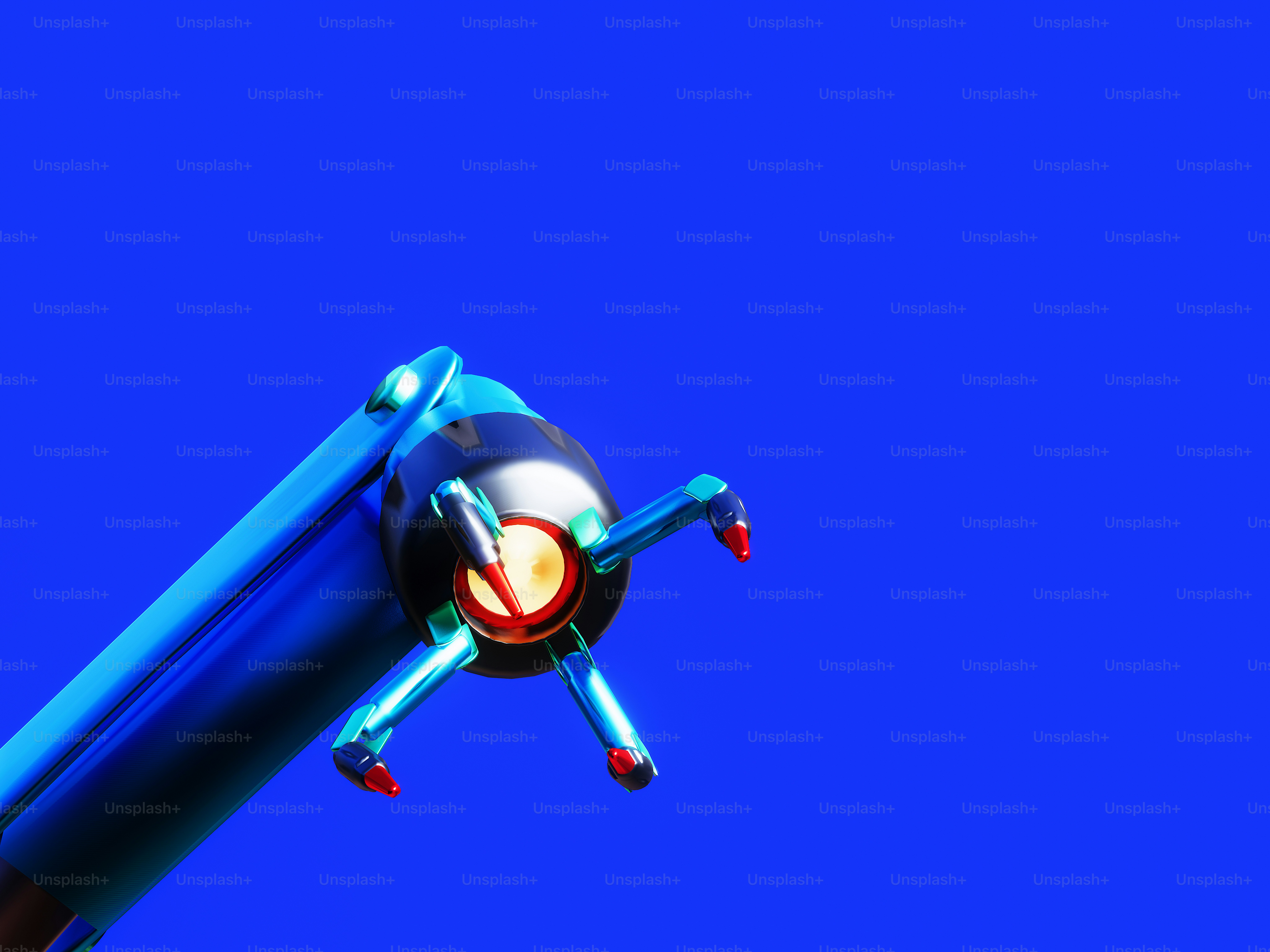 a blue and green robot