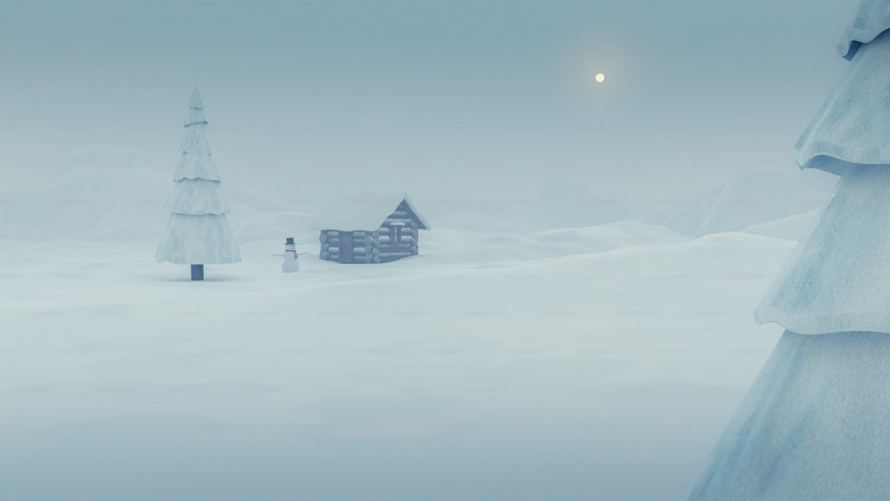 Un paisaje nevado con edificios