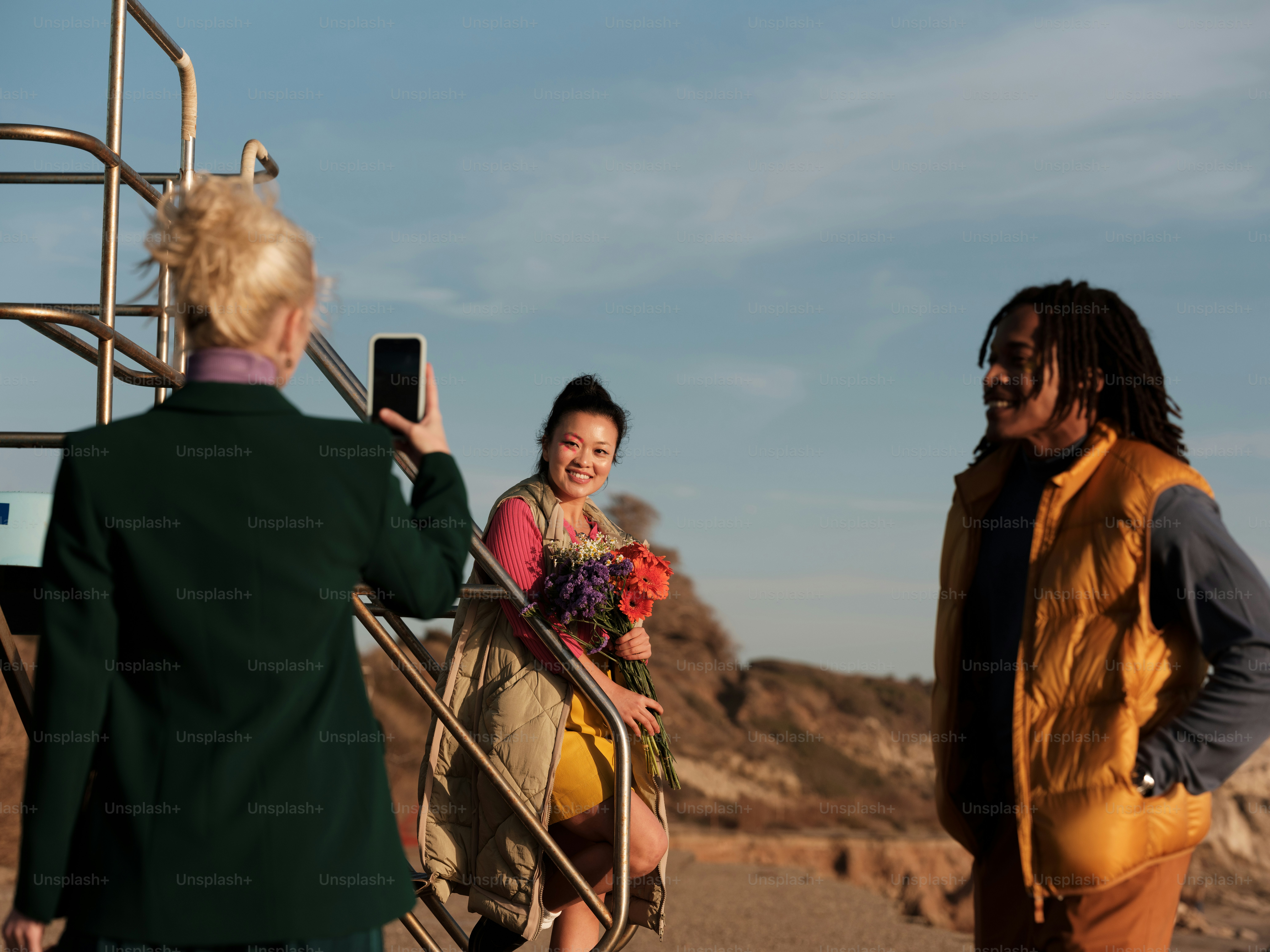 a group of people standing outside