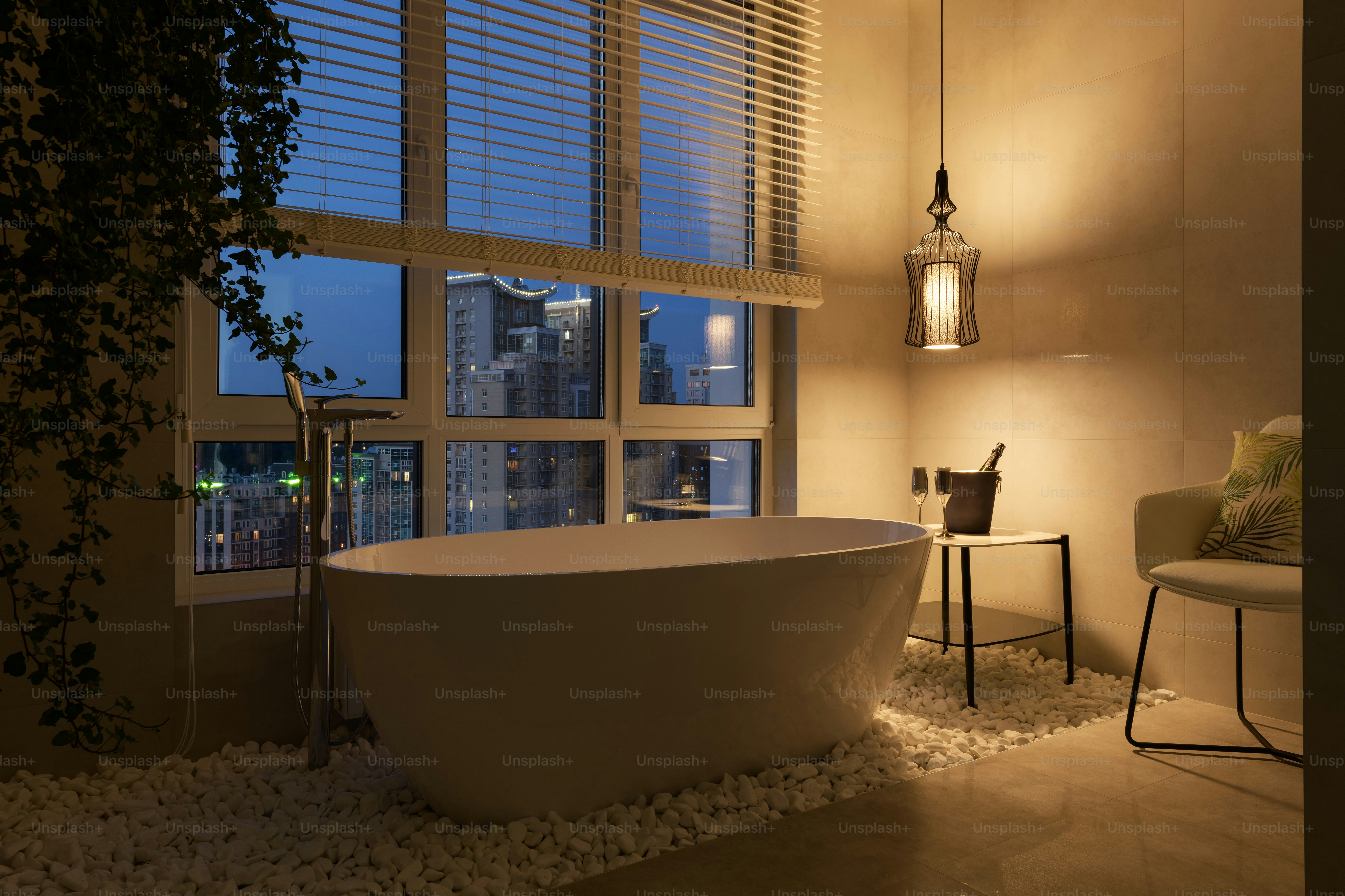 a bathtub in a room