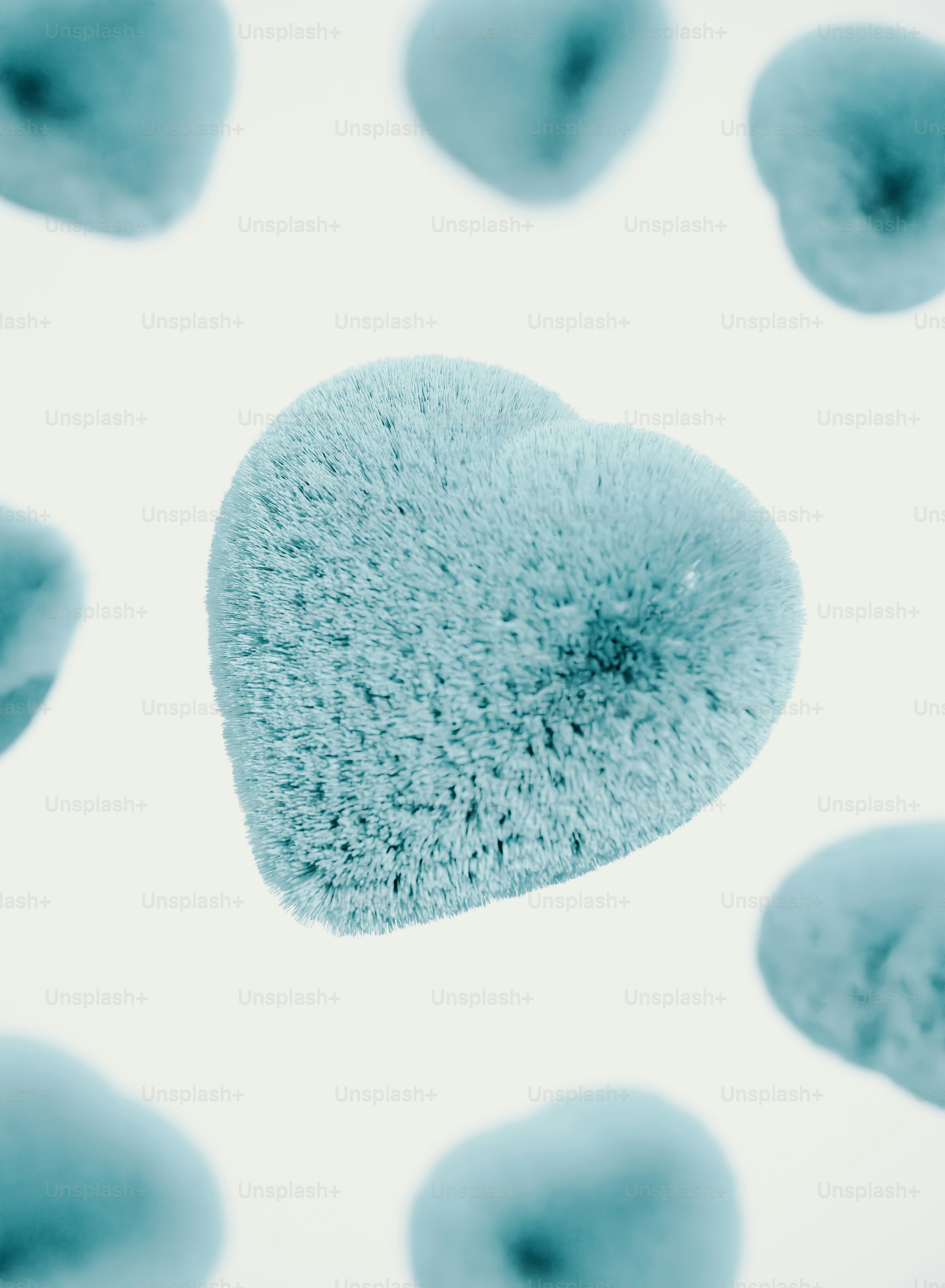 a group of blue and green balls