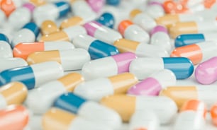 a close-up of a pile of pills
