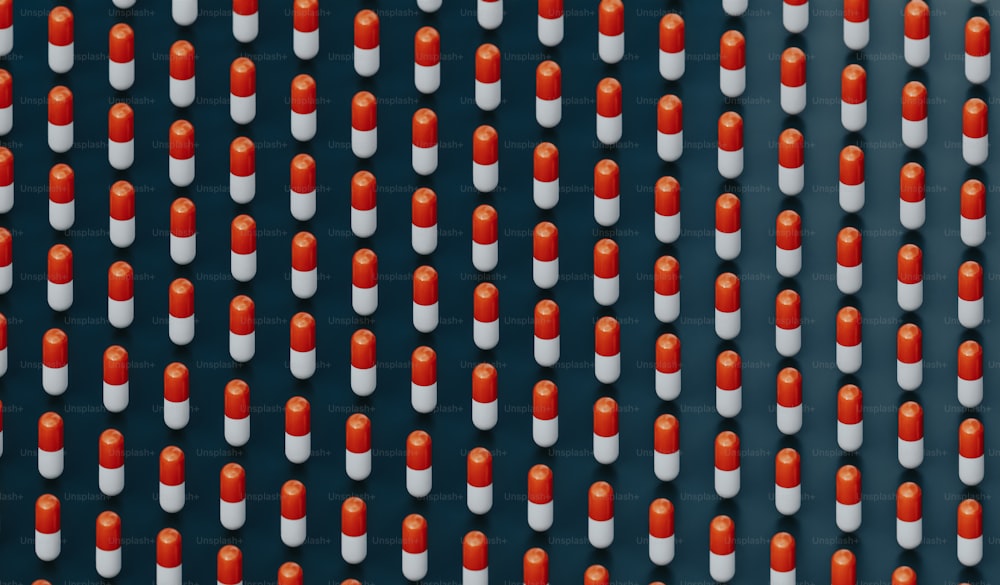 a red and white wall with many small red and white circles