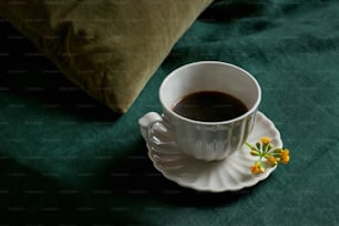 a cup of coffee on a saucer