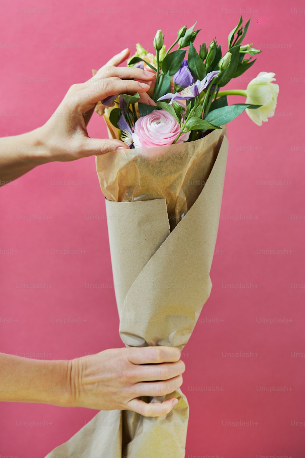 a person holding flowers