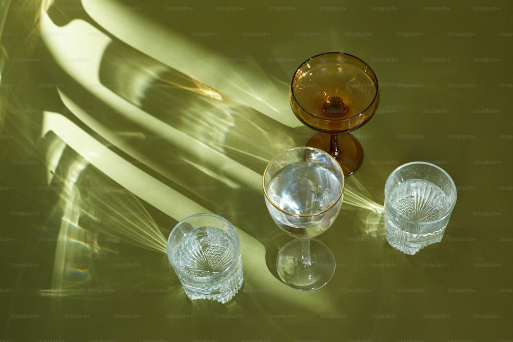 a group of clear glasses