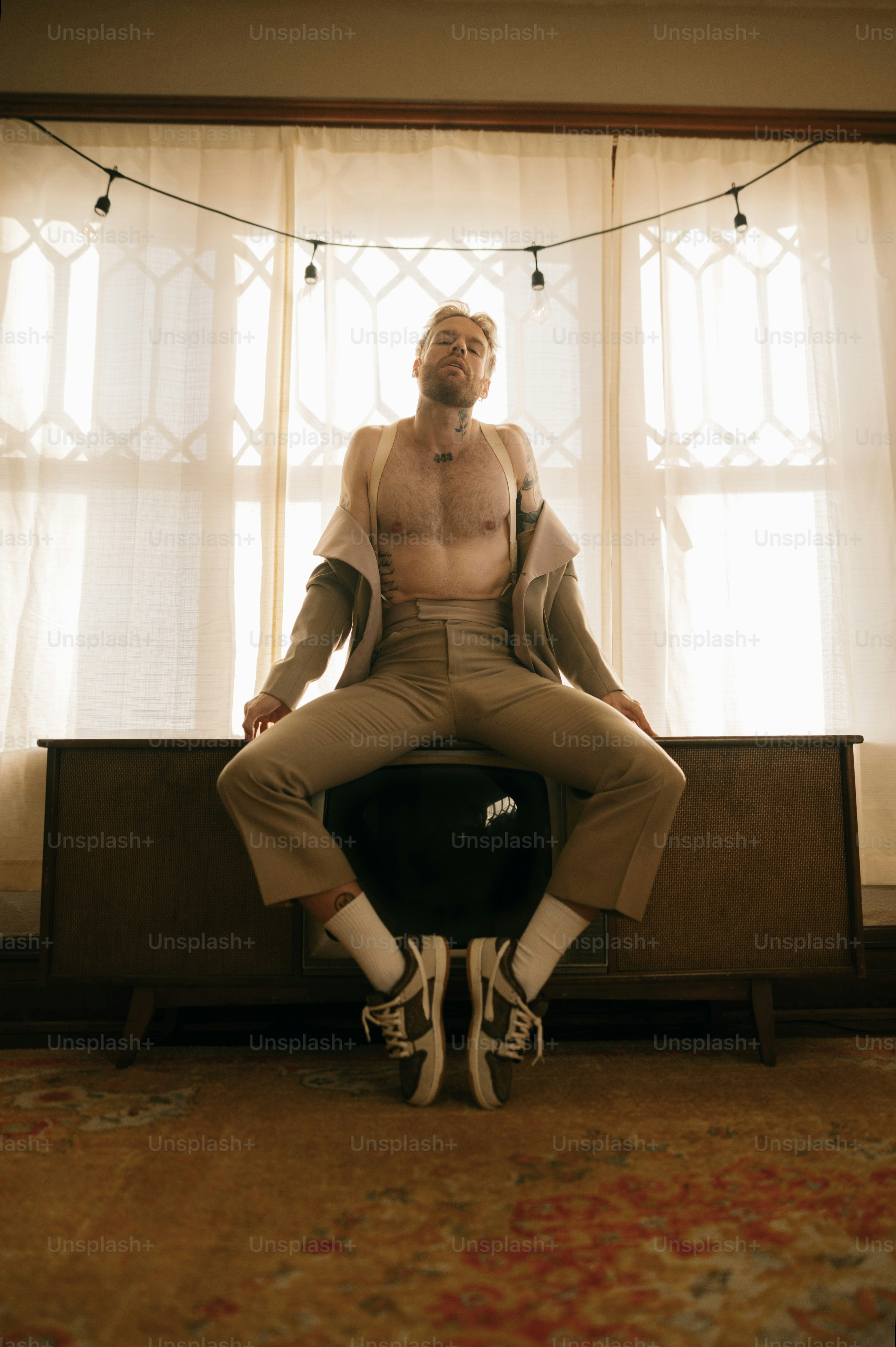 a person sitting on a couch