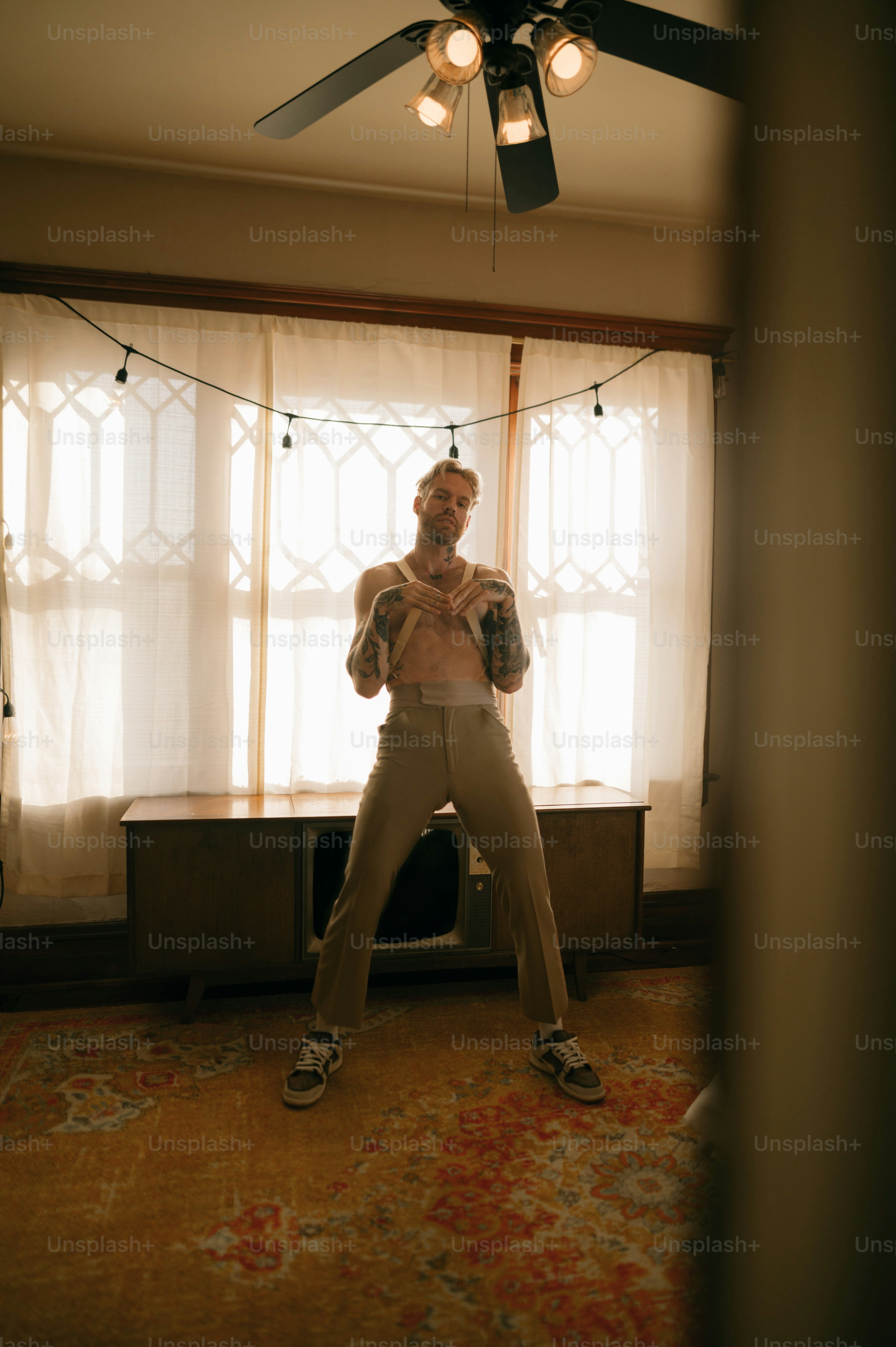 a person standing in a room