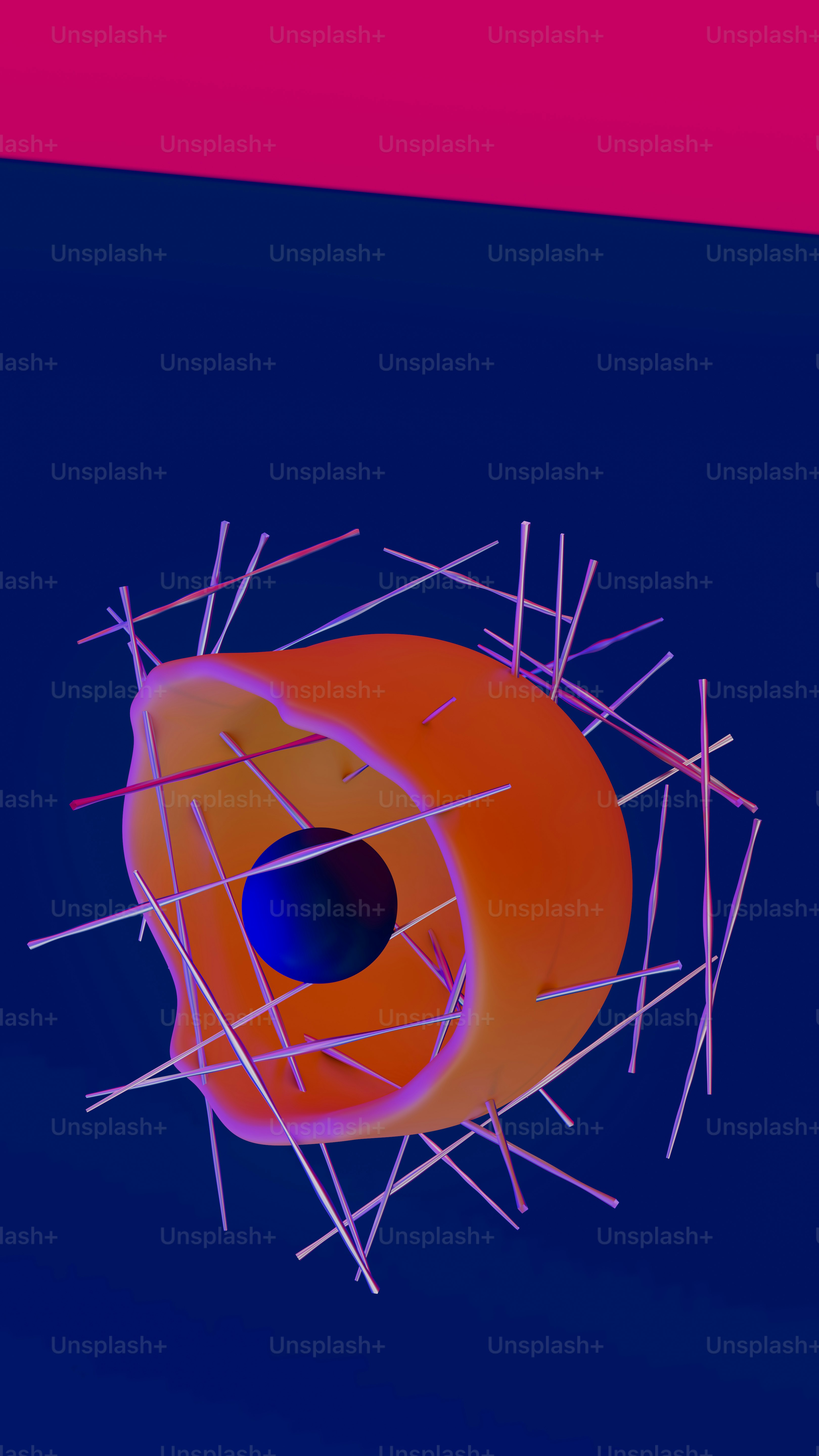 un'immagine generata al computer di una ciambella con spilli che sporgono da essa