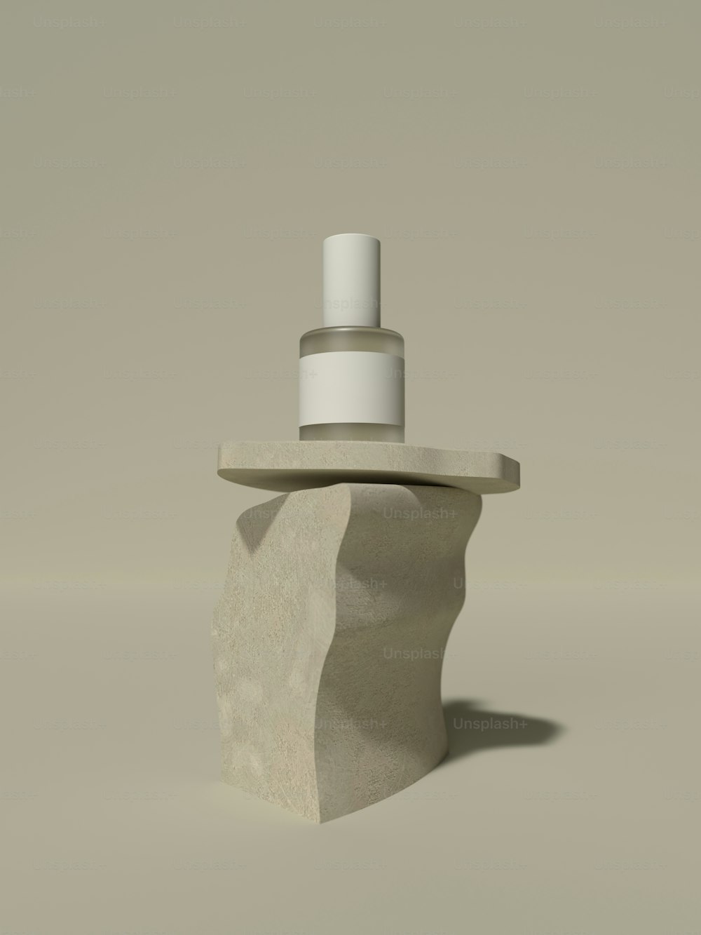 un objet cylindrique blanc avec un capuchon blanc sur une surface blanche