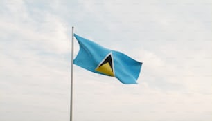 una bandera azul y amarilla en un asta de bandera