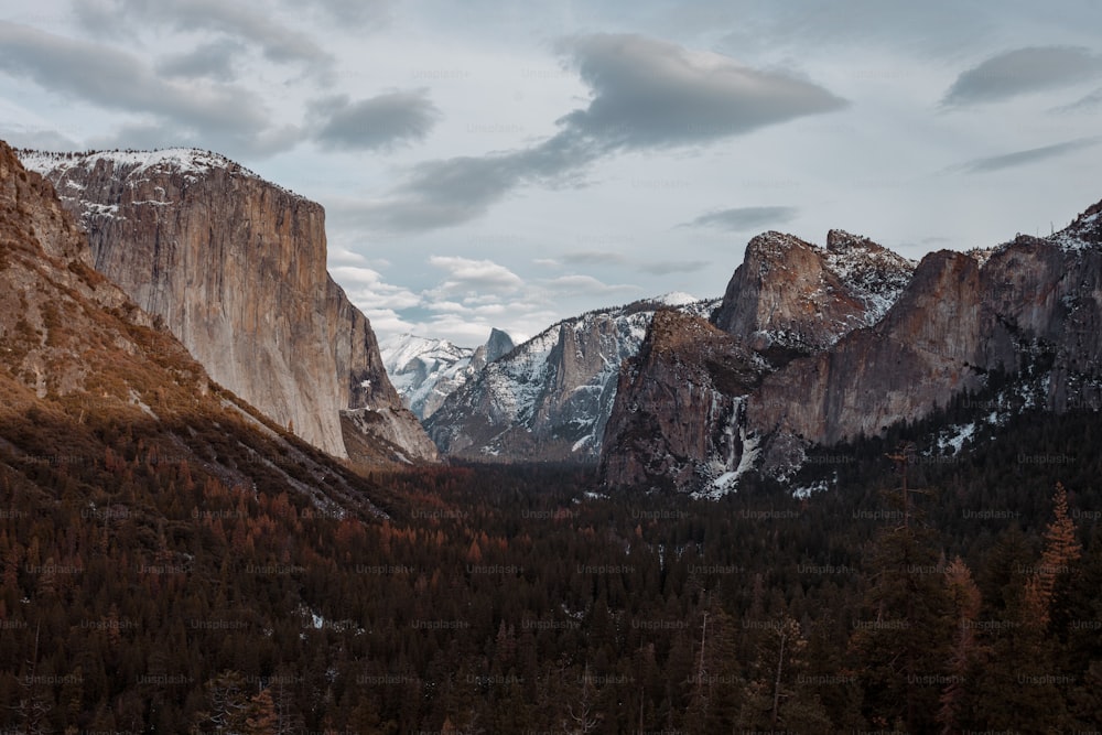 Una vista de un valle con montañas al fondo