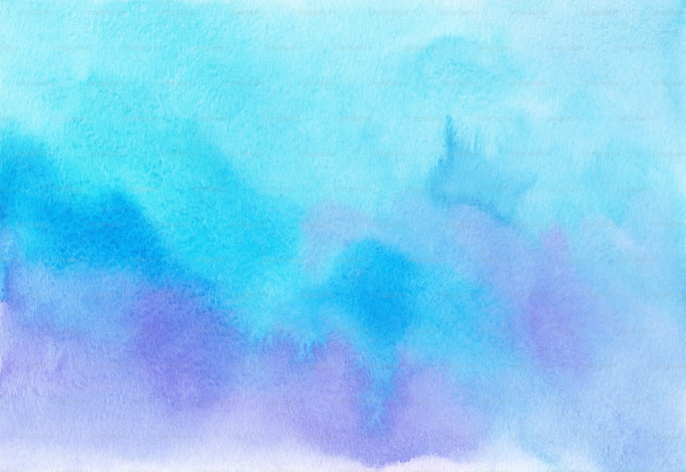 a watercolor painting of blue and purple clouds