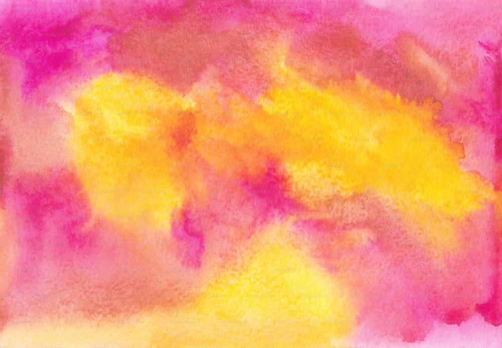 ein Gemälde in gelben und rosa Farben