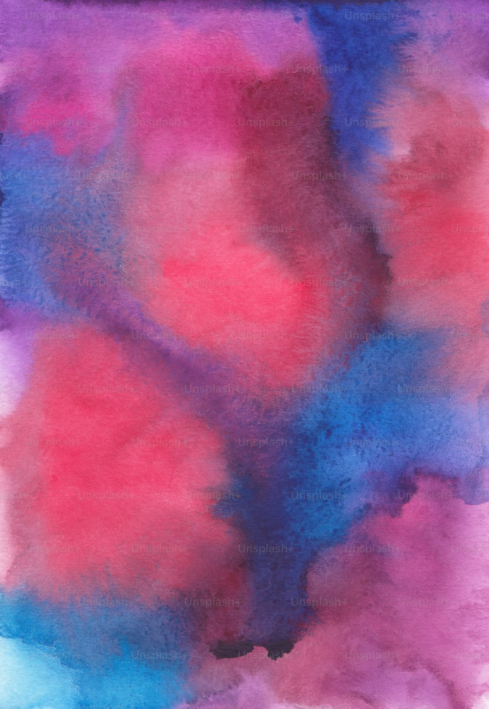 a painting of pink, blue, and purple clouds