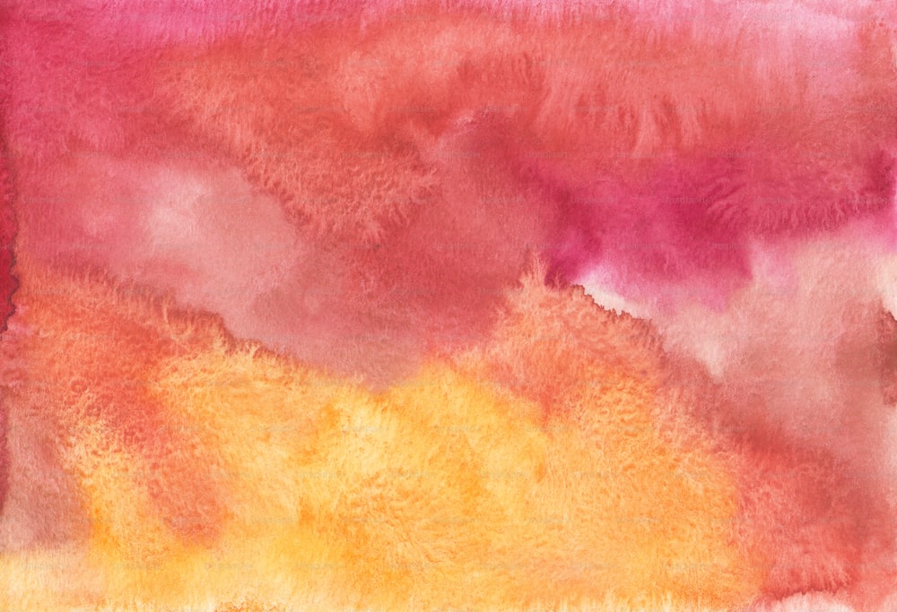 a watercolor painting of a pink and yellow sky