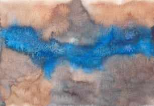 a painting with blue and brown colors on it